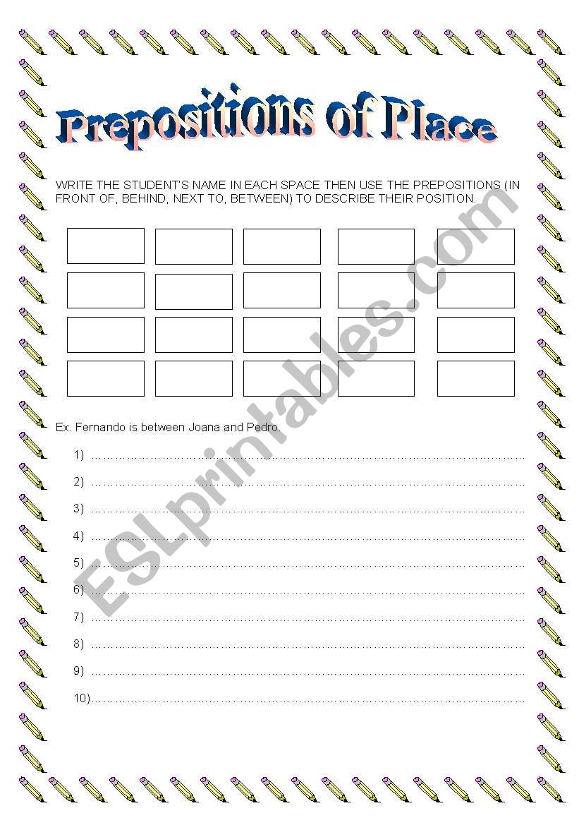 Preposition of Place worksheet