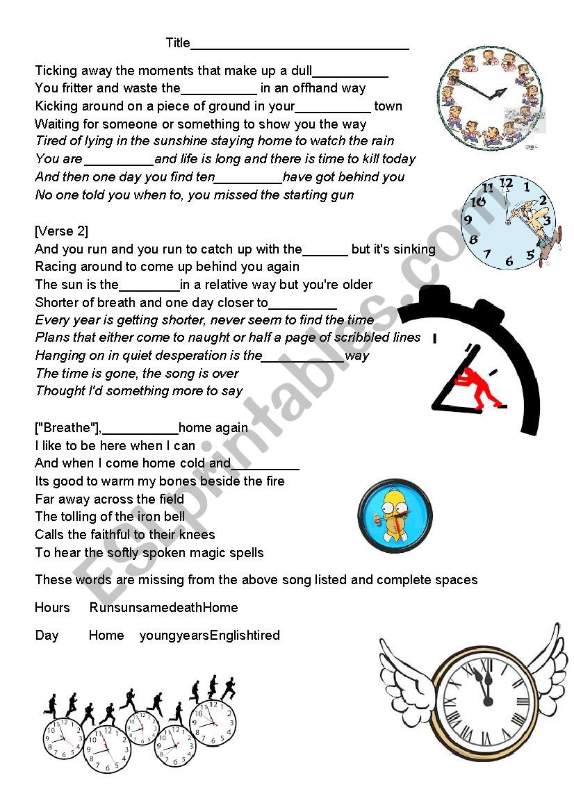 Time Cloze worksheet