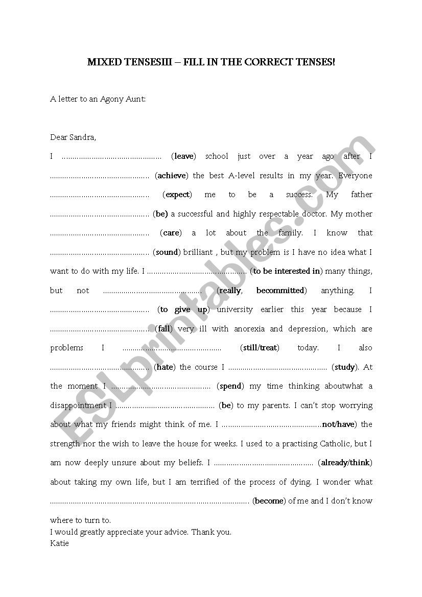 Mixed Tenses - With Key (III) (all tenses)