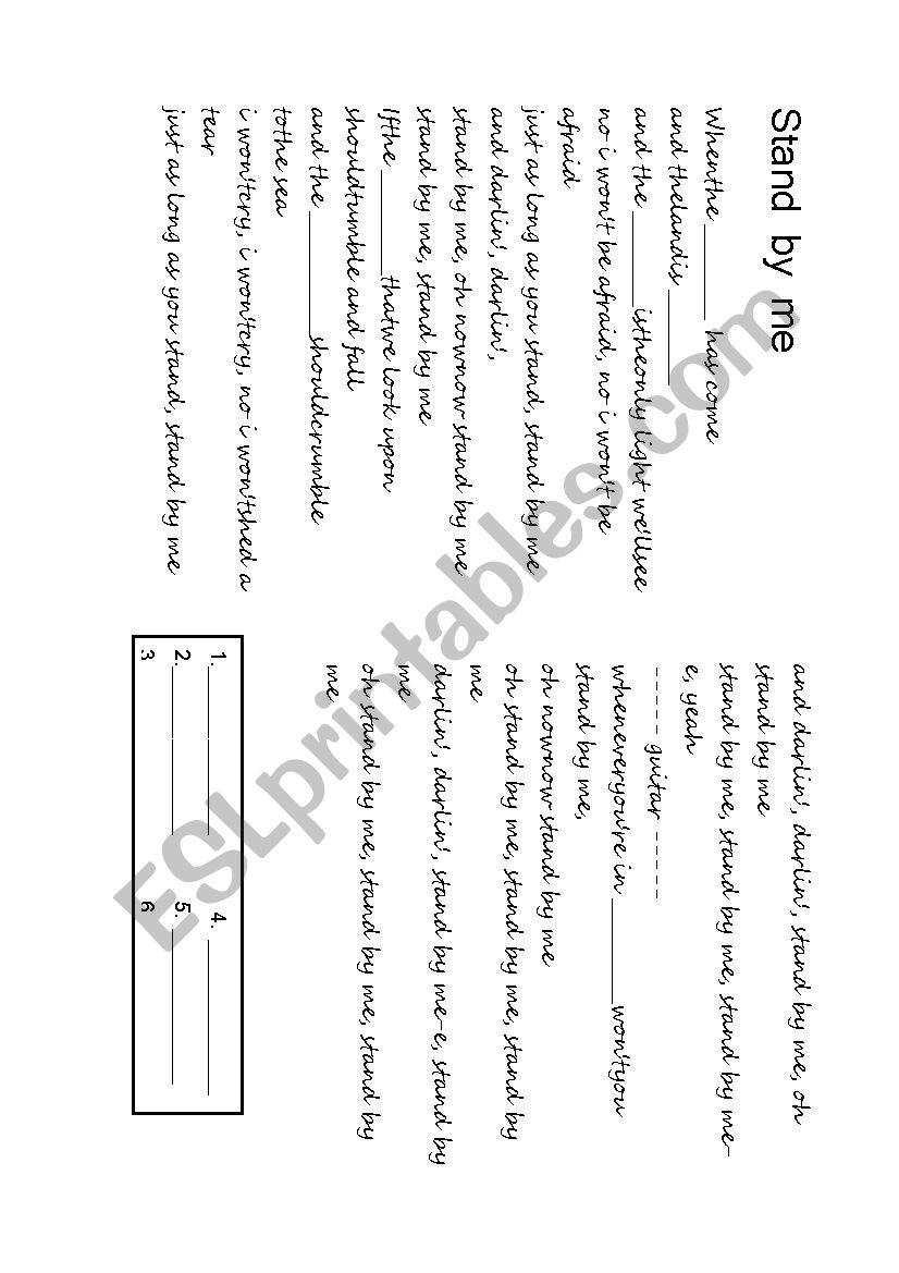 STAND BY ME worksheet