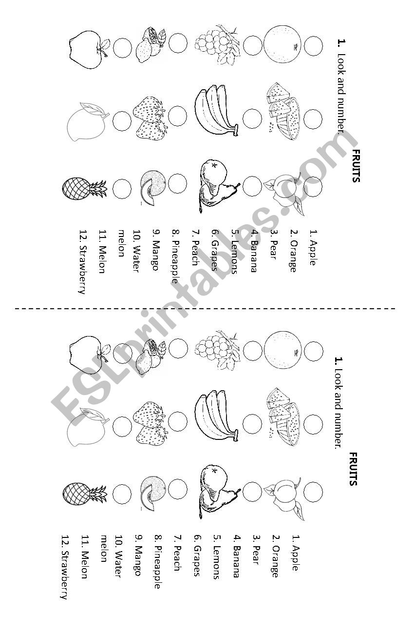 Fruits - Pictionary  worksheet