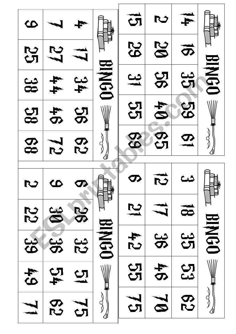 Bingo Harry Potter worksheet
