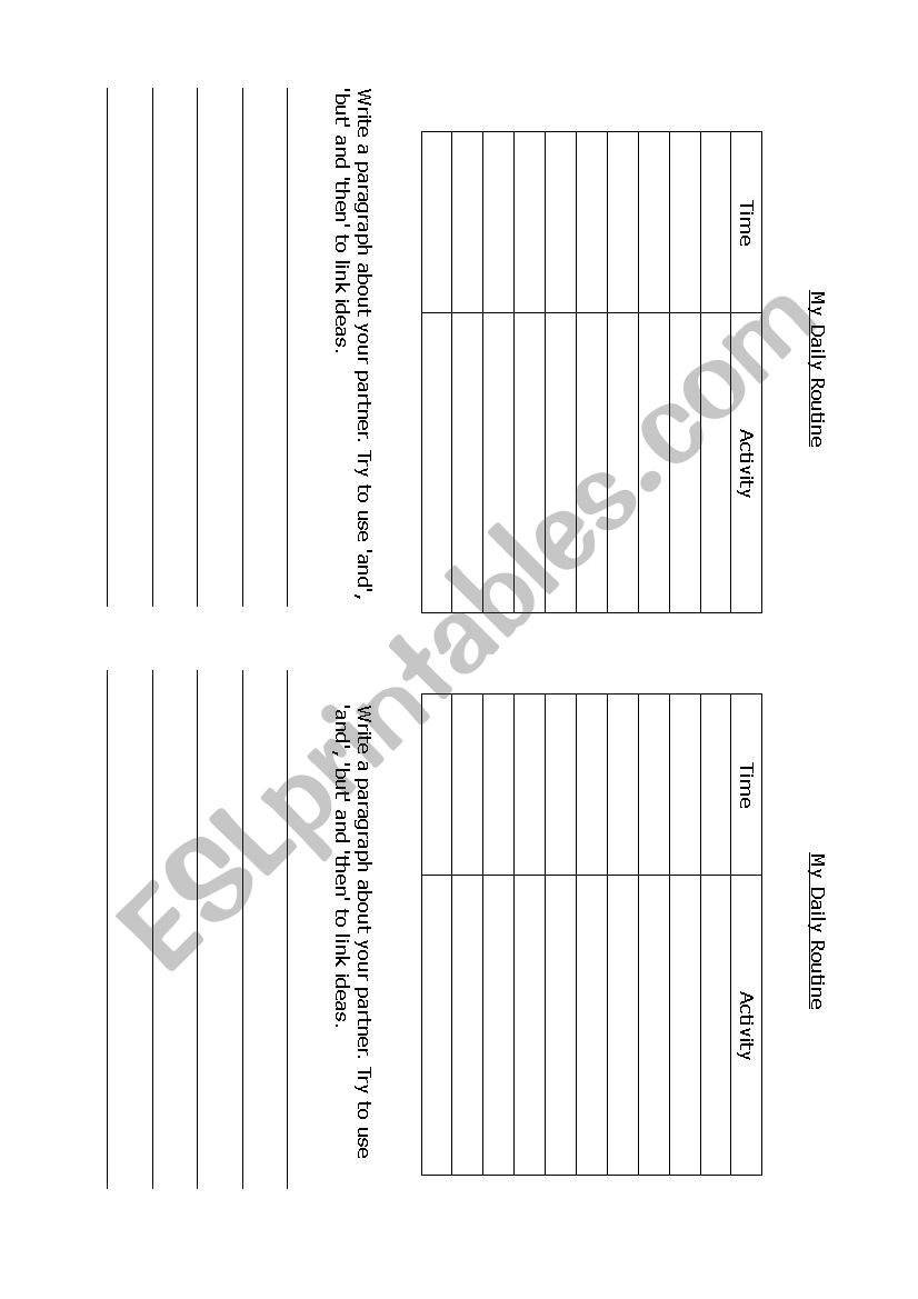 Present Simple Daily Routine - Pair work