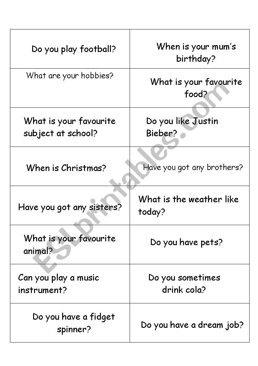 Swapping cards Year 2/3 worksheet