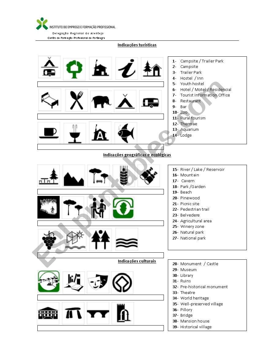 Tourist information symbols _ simbolos turisticos