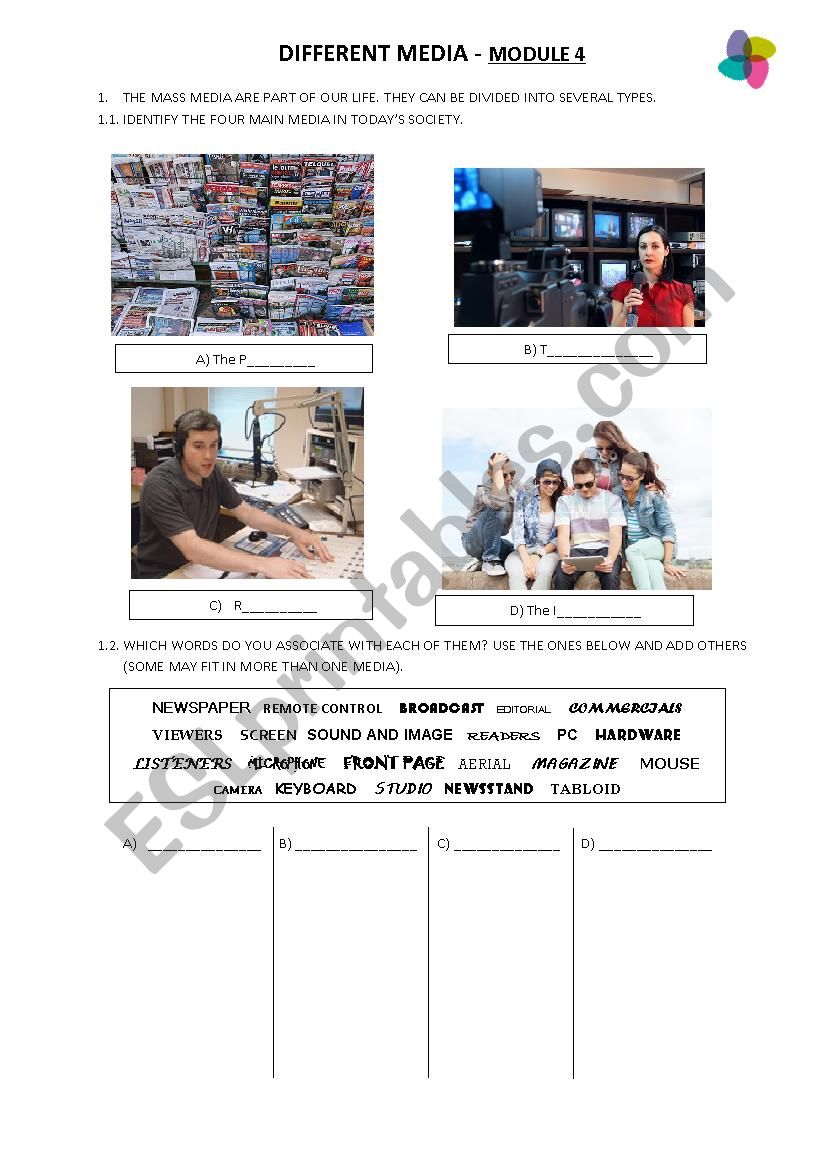 different media worksheet