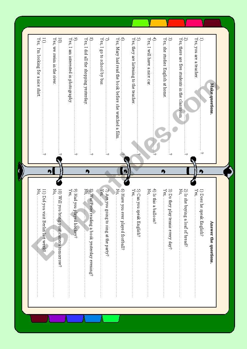 Yes-No questions worksheet