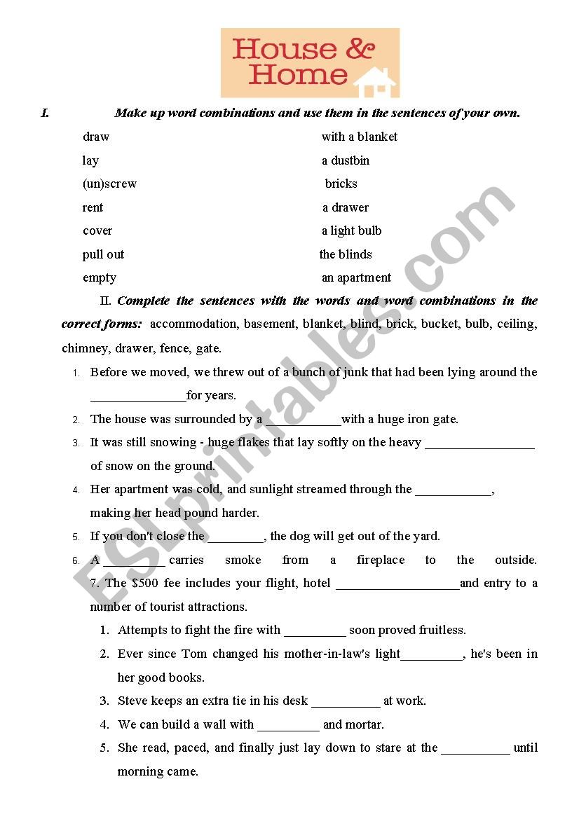 House and Home 1  worksheet