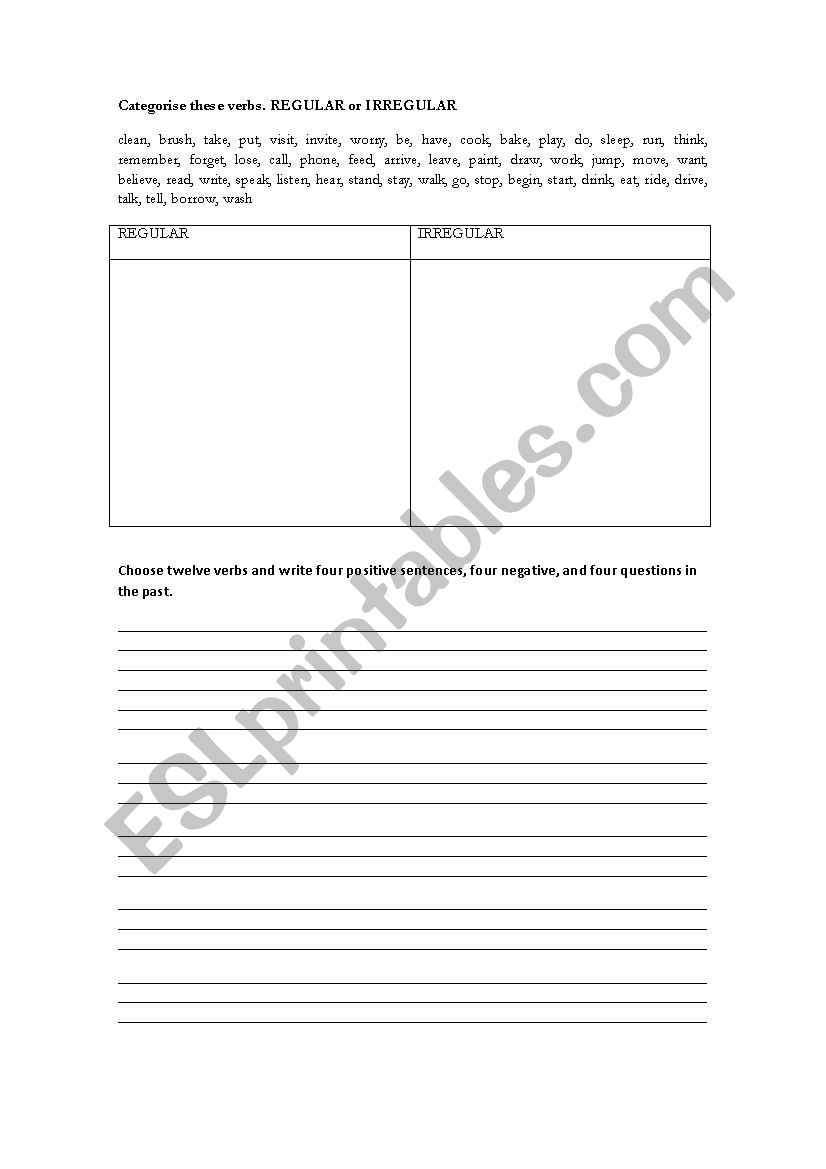 PAST SIMPLE worksheet