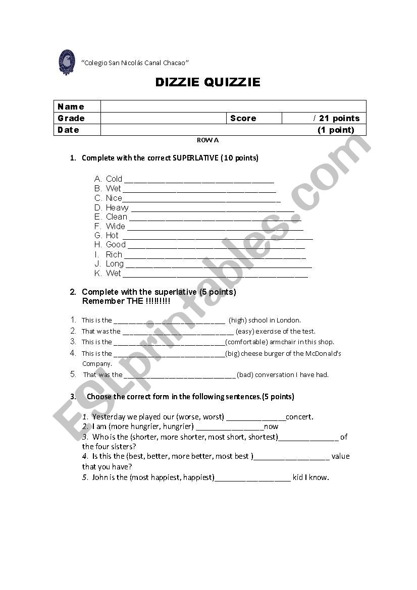 quiz worksheet