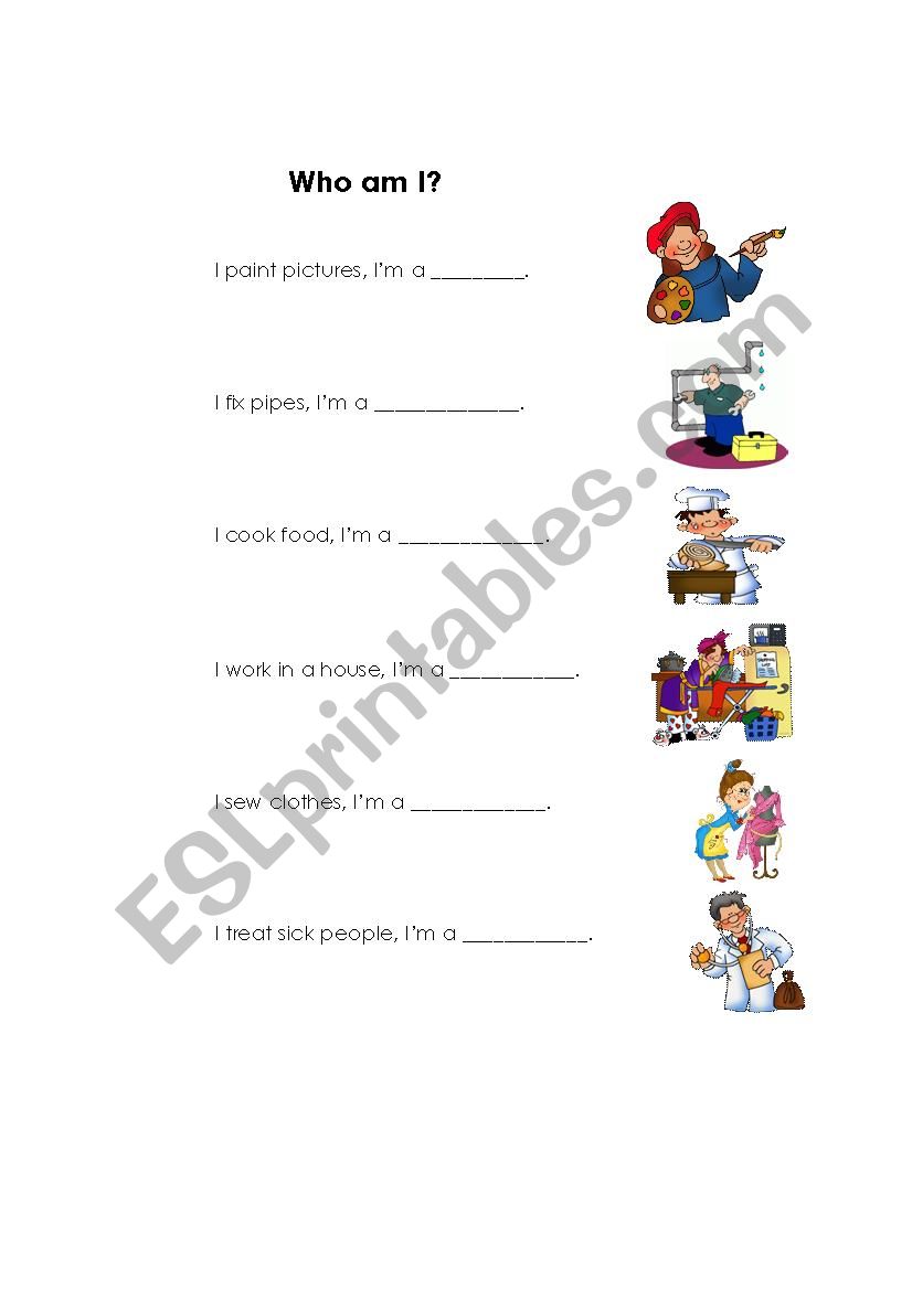 Who am I? worksheet