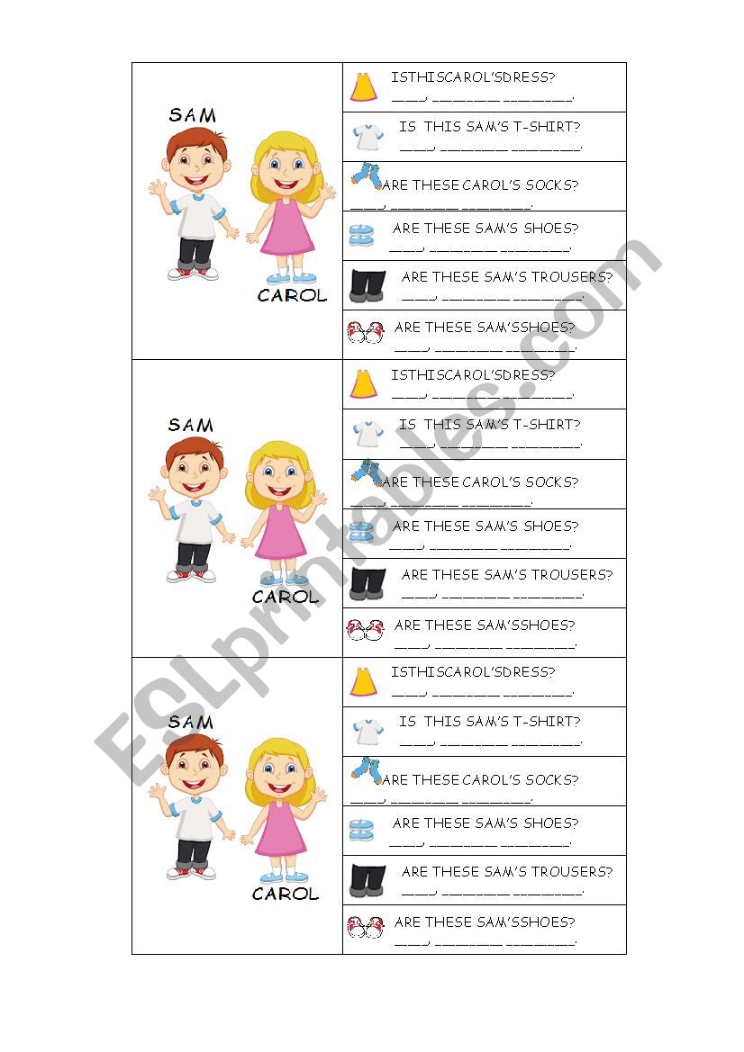 Clothes - Read and answer. worksheet