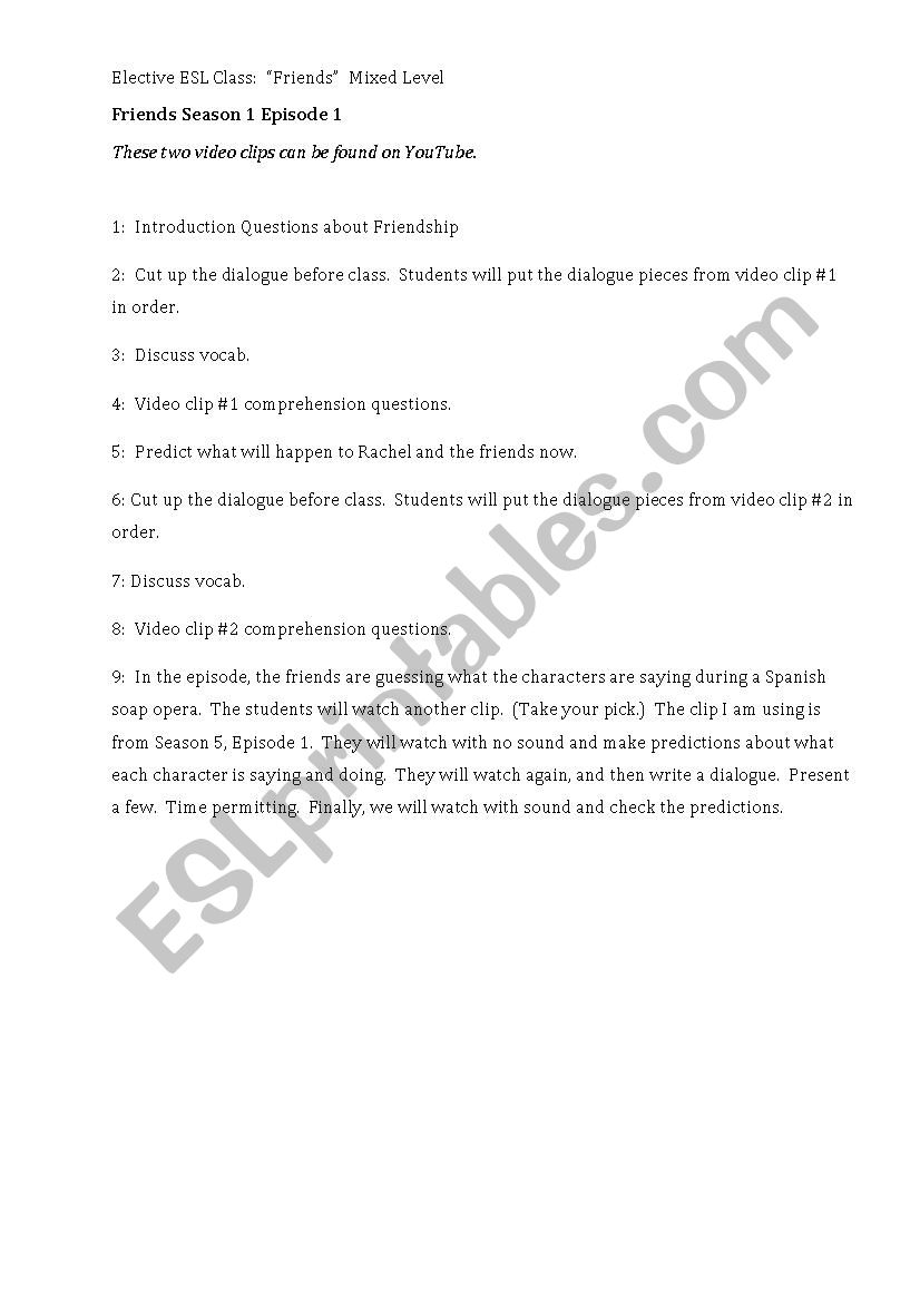 friends 6x09 worksheet