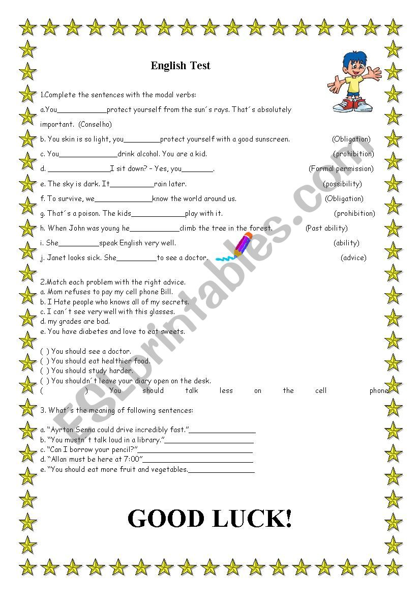 Modal verbs worksheet