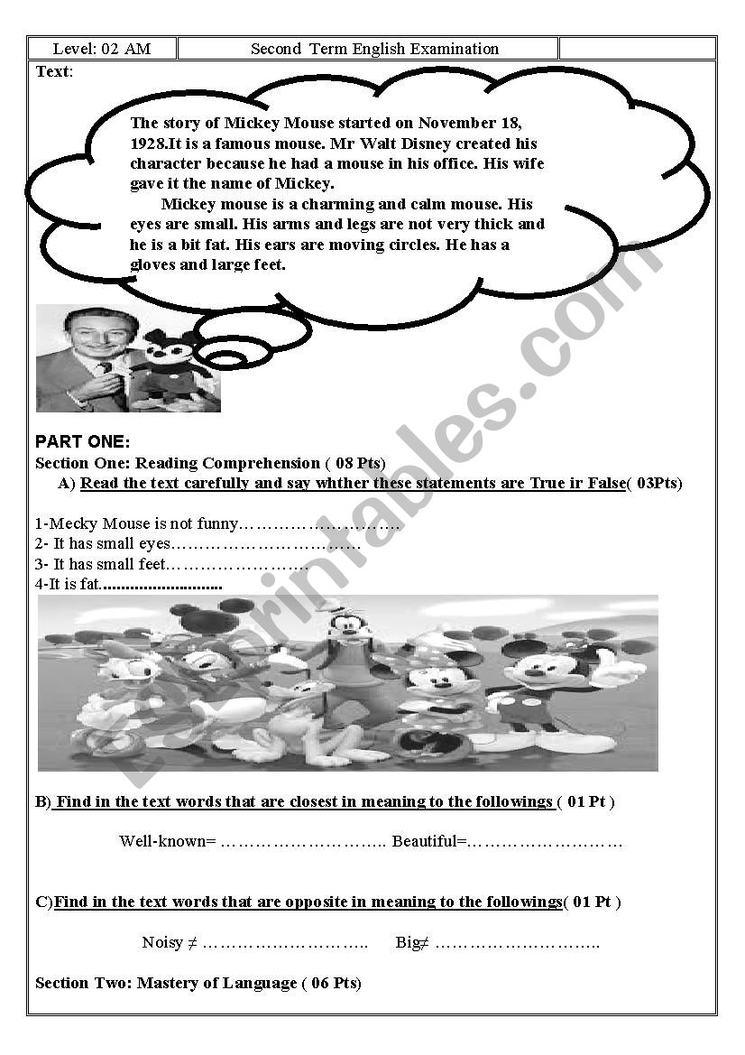 Mickey Mouse  worksheet