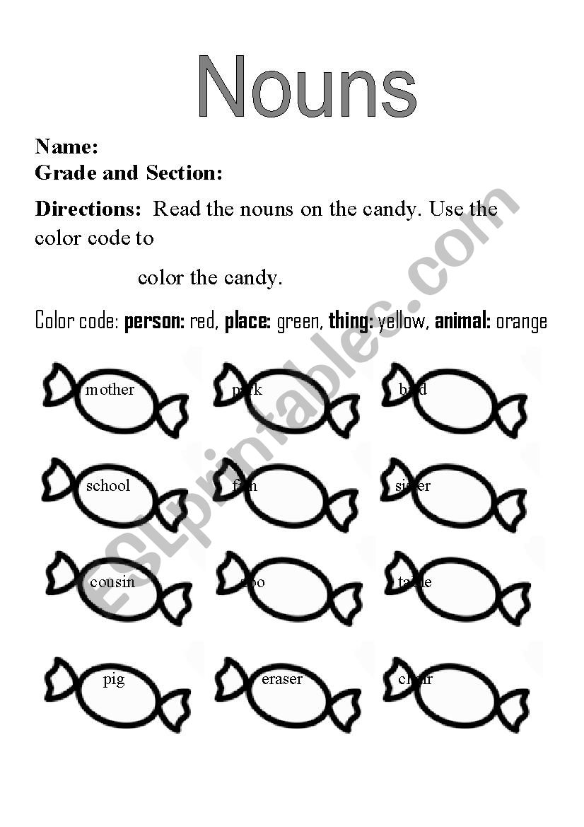 Nouns worksheet