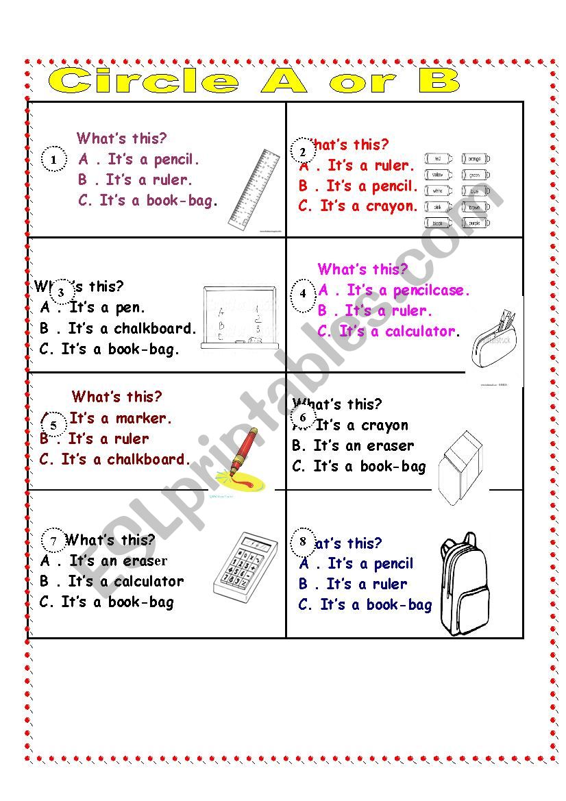 School things worksheet