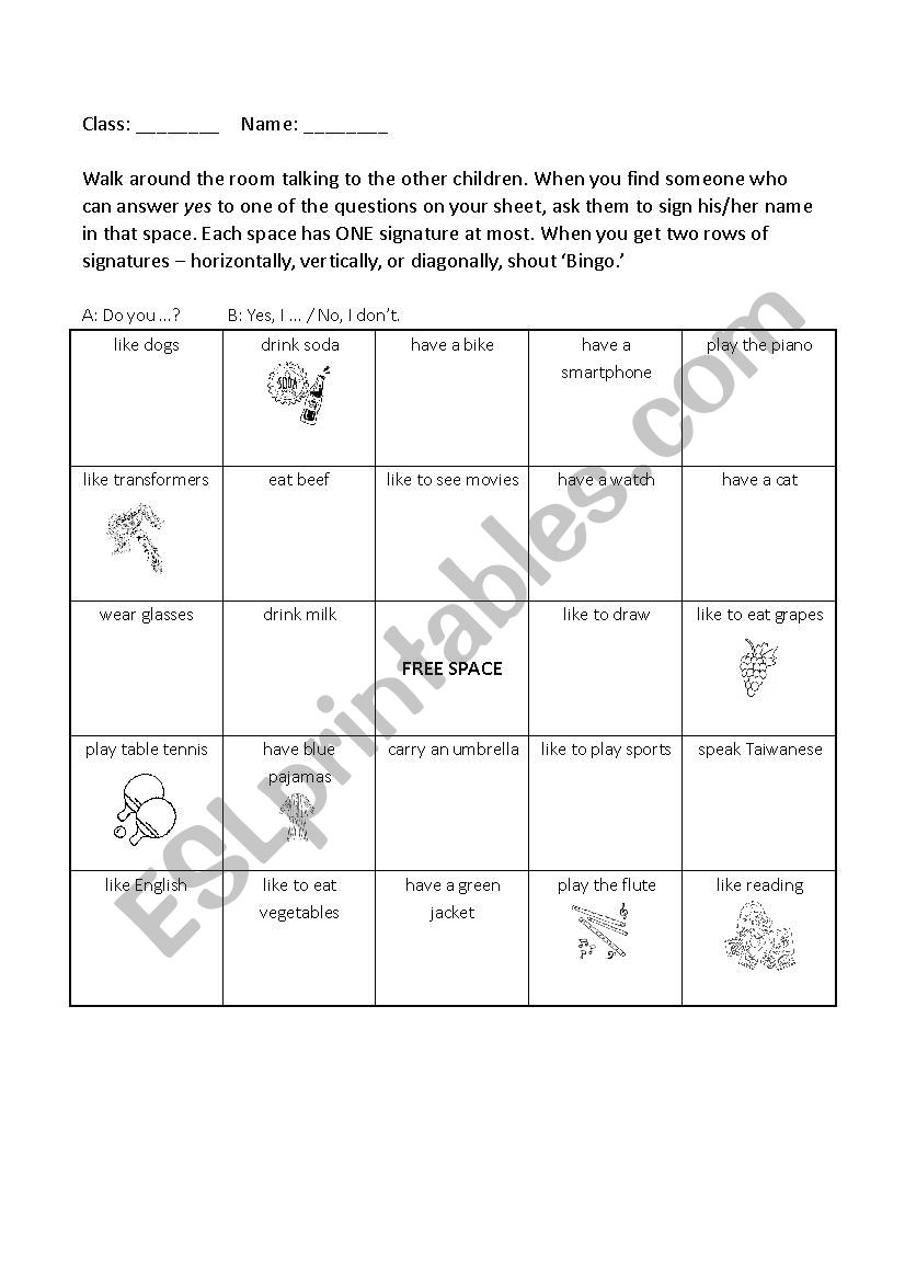 ice breaking bingo worksheet