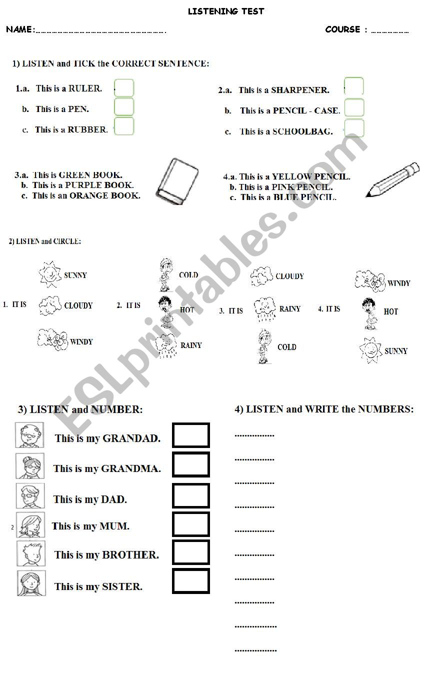 LISTENING TEST FOR YOUNG LEARNERS