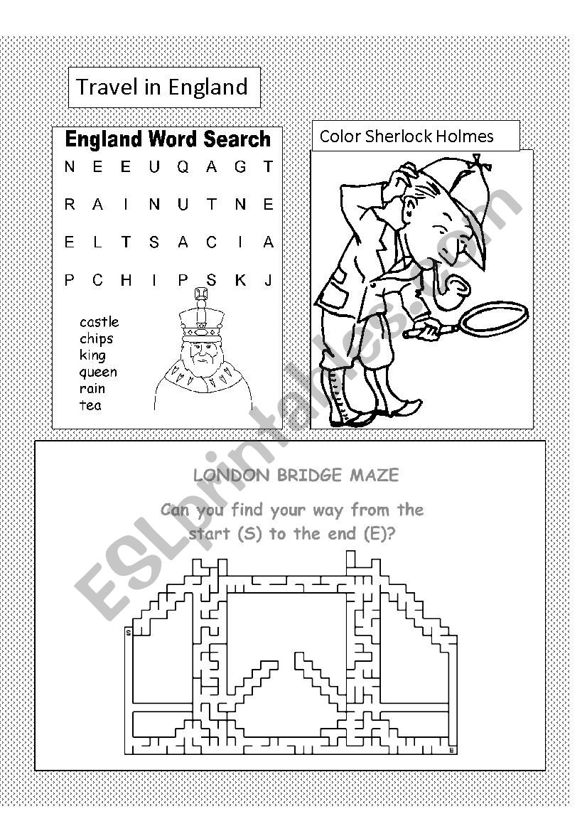 Travel in England worksheet