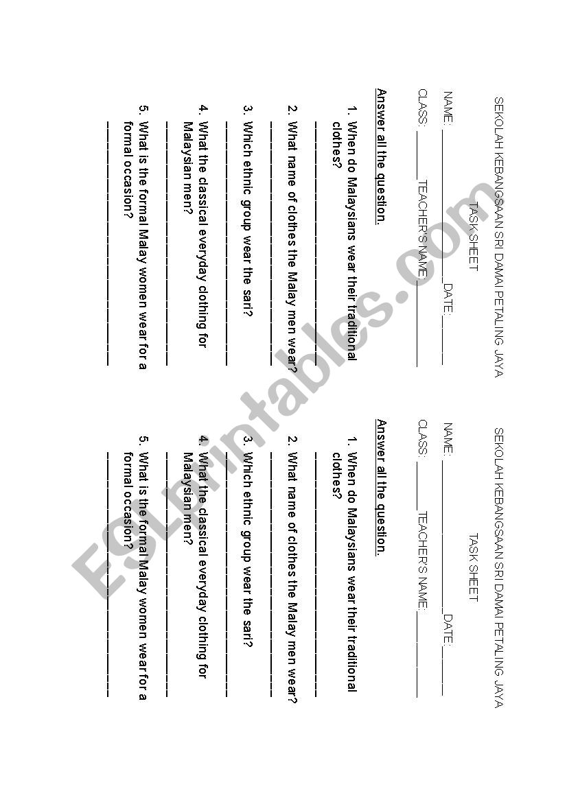 transitional clothes worksheet