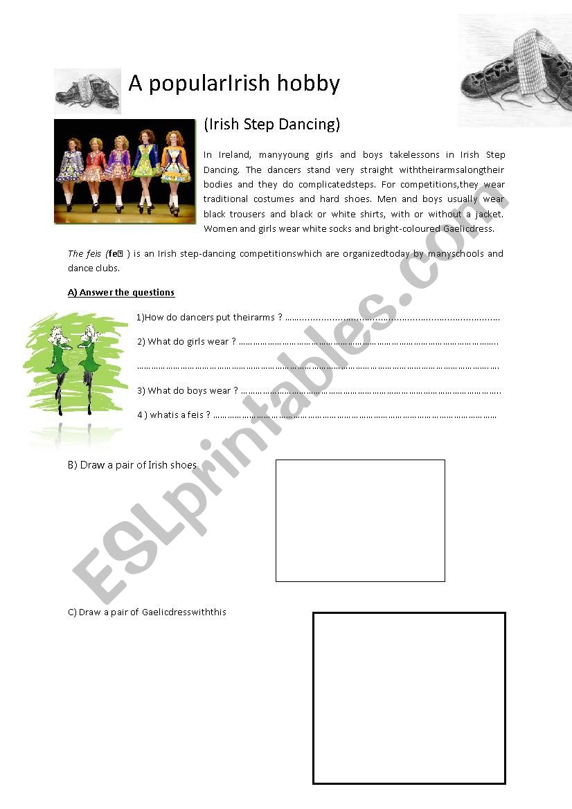 An irish step dancing worksheet