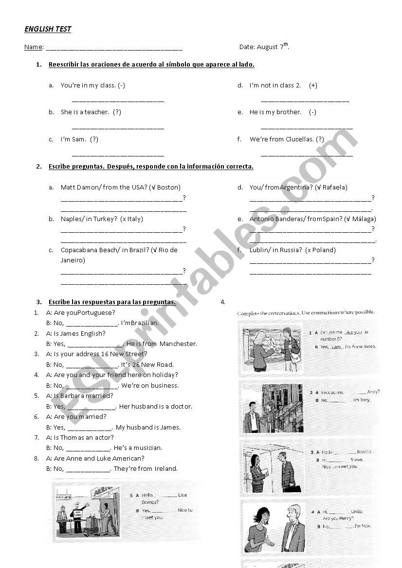 Test TO BE worksheet