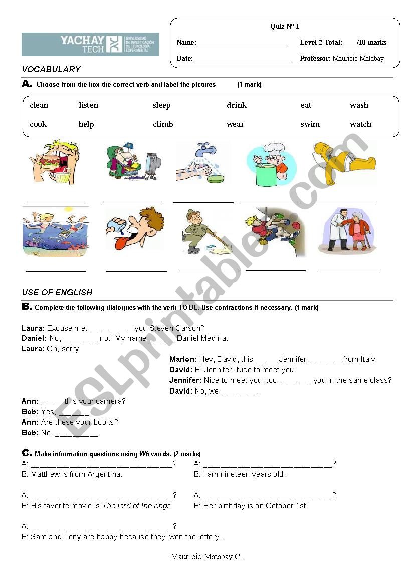 quiz worksheet