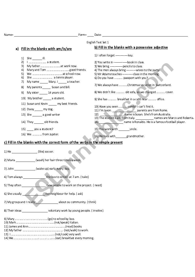 Test 16 worksheet