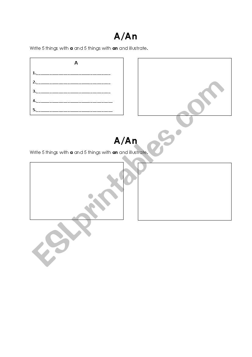 a-an worksheet