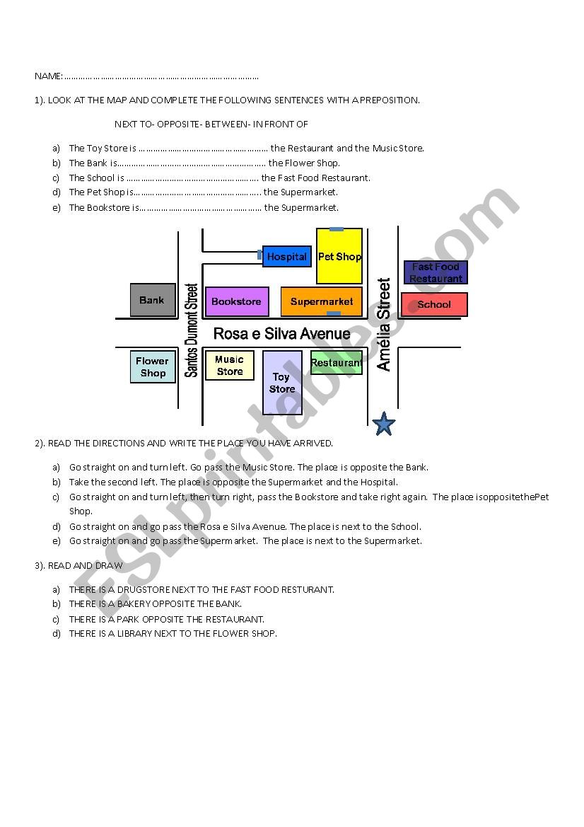 Giving Directions worksheet