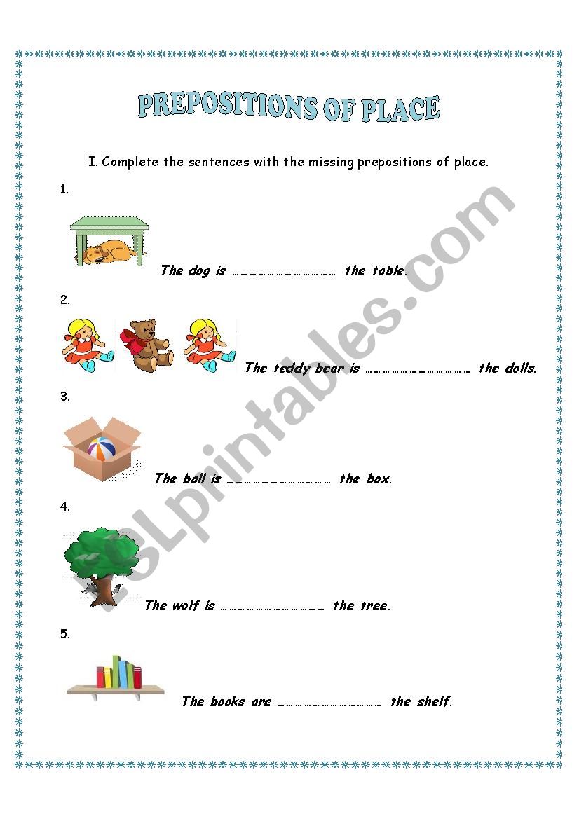 Prepositions of place worksheet