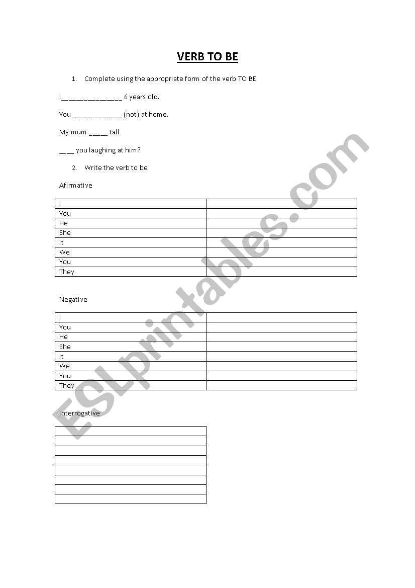 To be worksheet