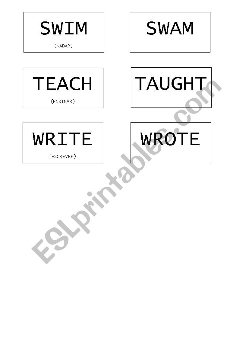 Irregular Verbs Memory Game worksheet