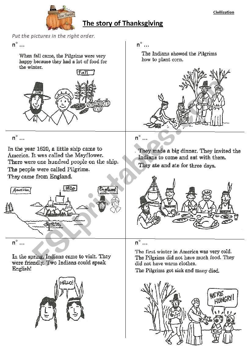 The Story of Thanksgiving worksheet