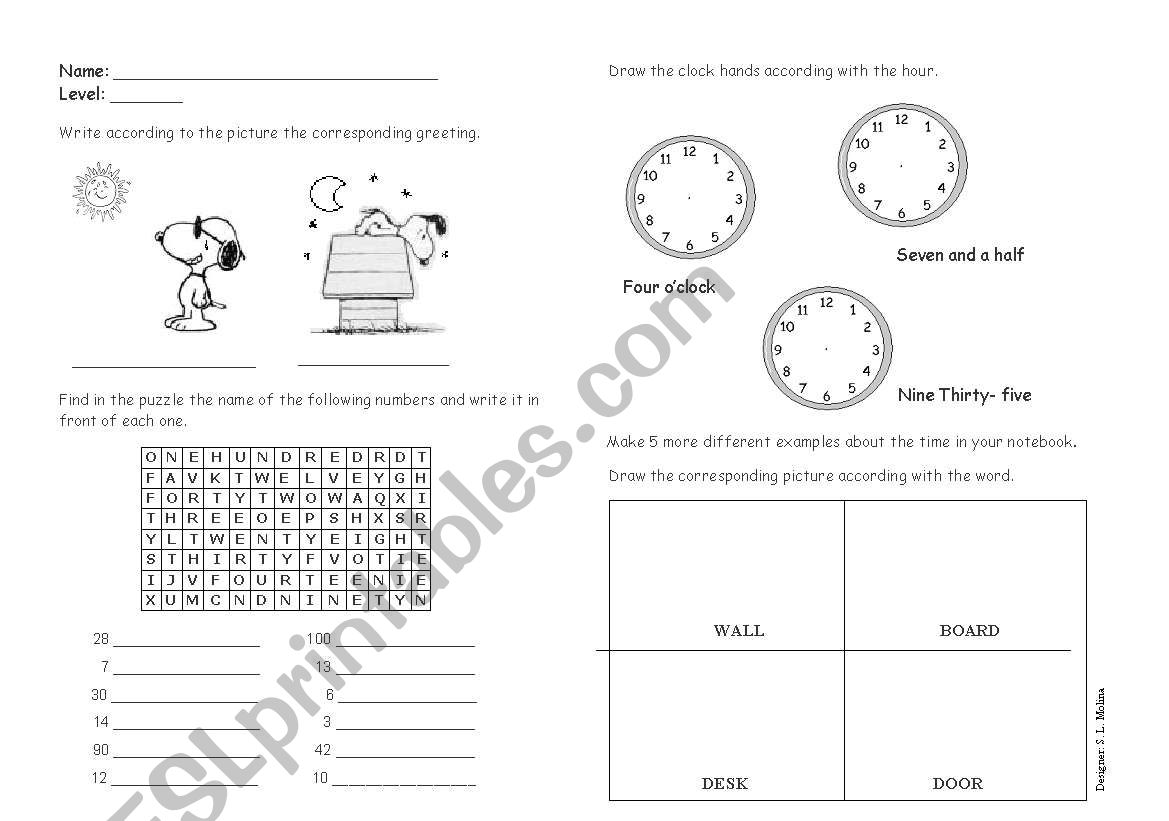 Reviewing several topics worksheet