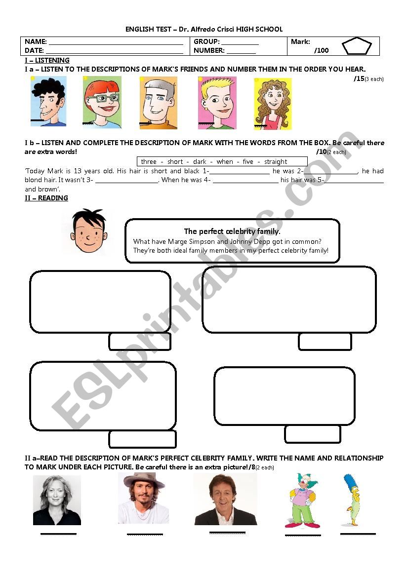 Family Present Simple Test worksheet