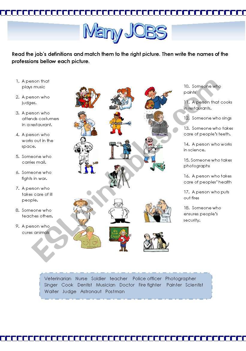 Many jobs worksheet