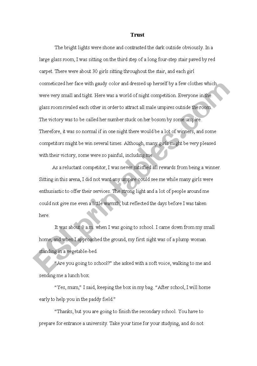 sample of an individual short story