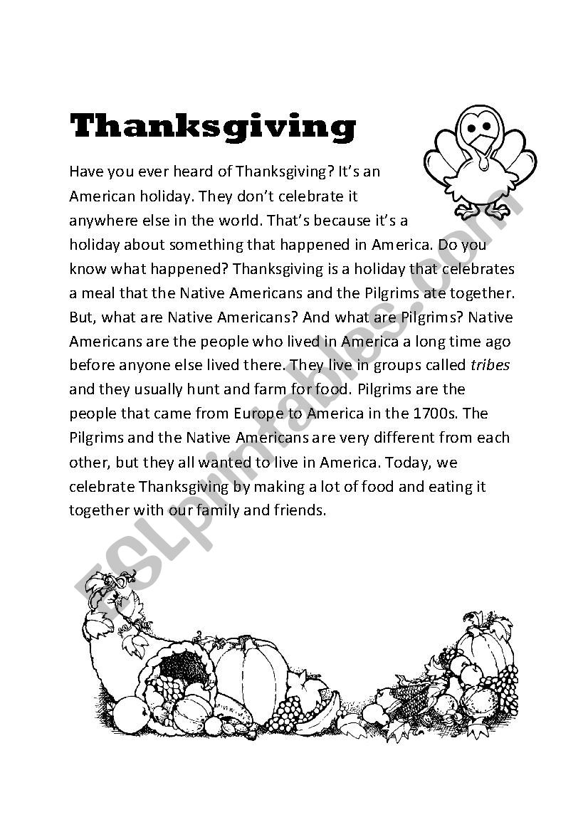 Thanksgiving worksheet