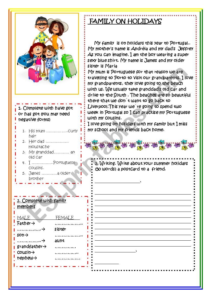 SUMMER HOLIDAYS worksheet