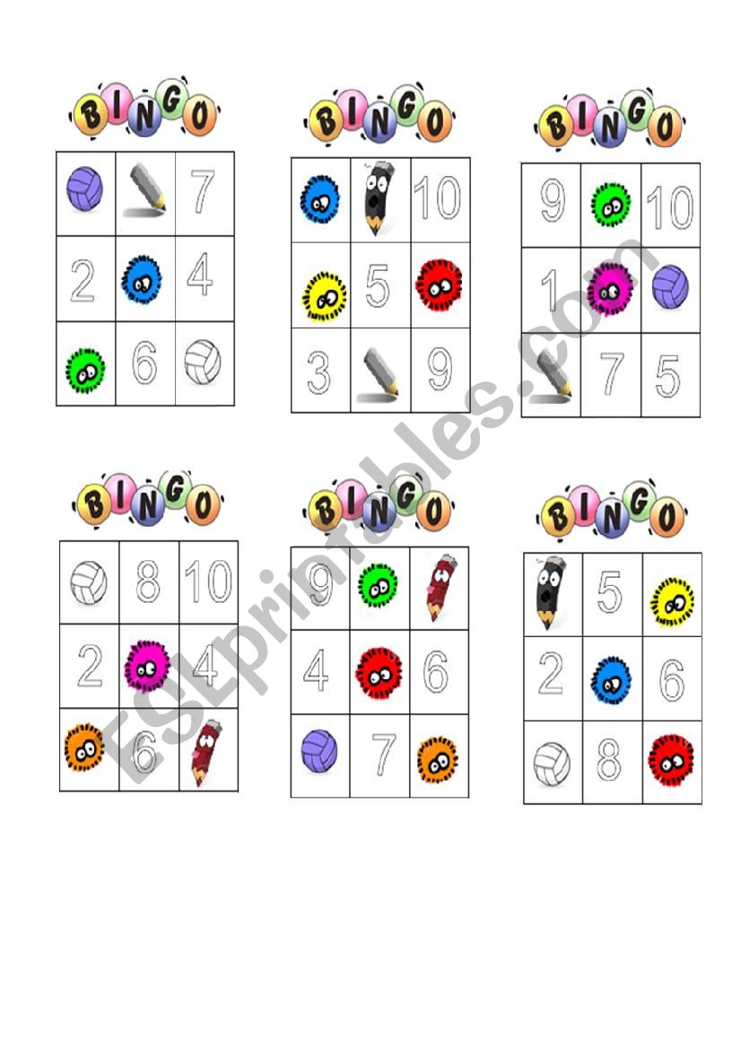 Bingo! Numbers (1-10) and Colours
