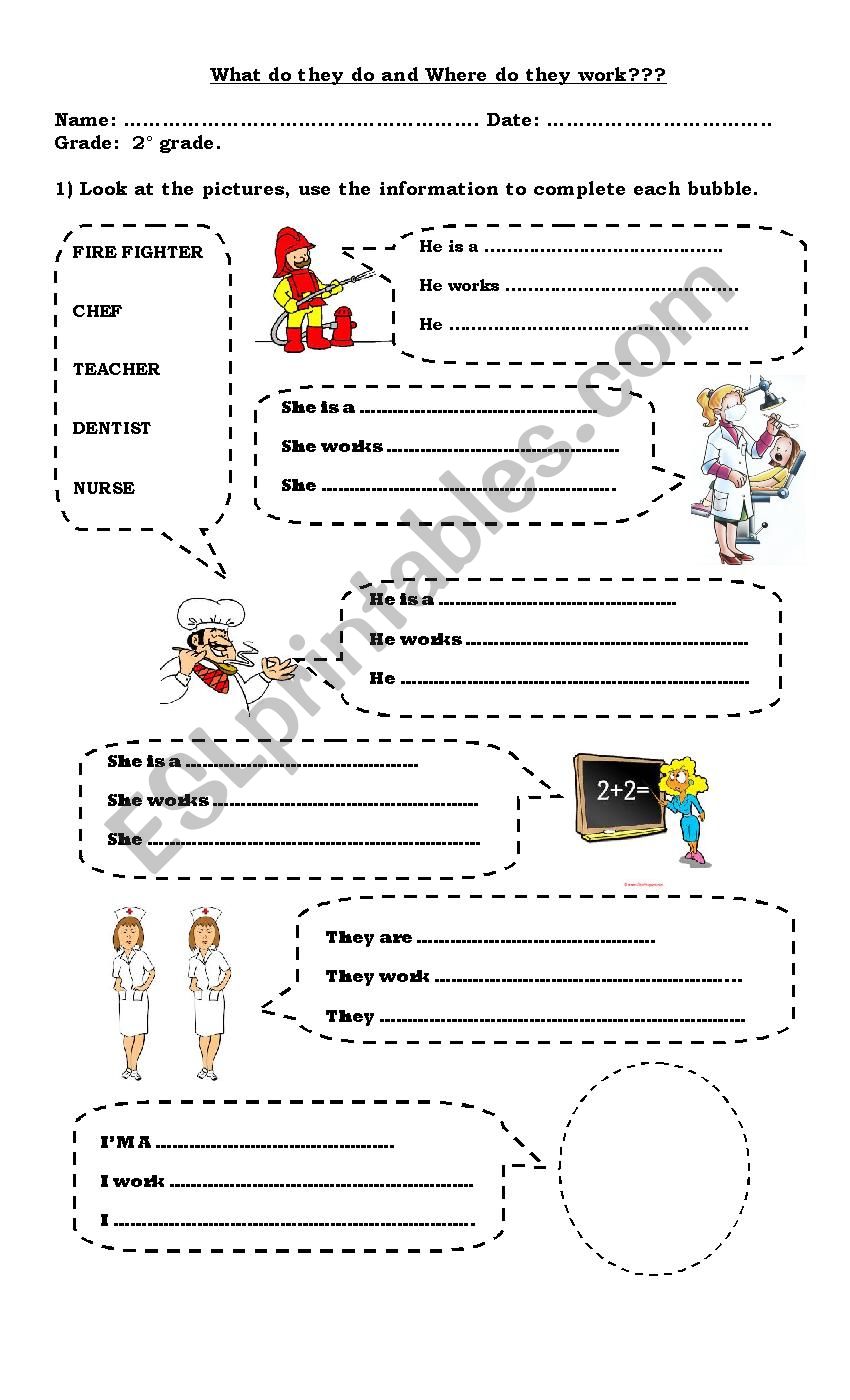 jobs and occupations  worksheet