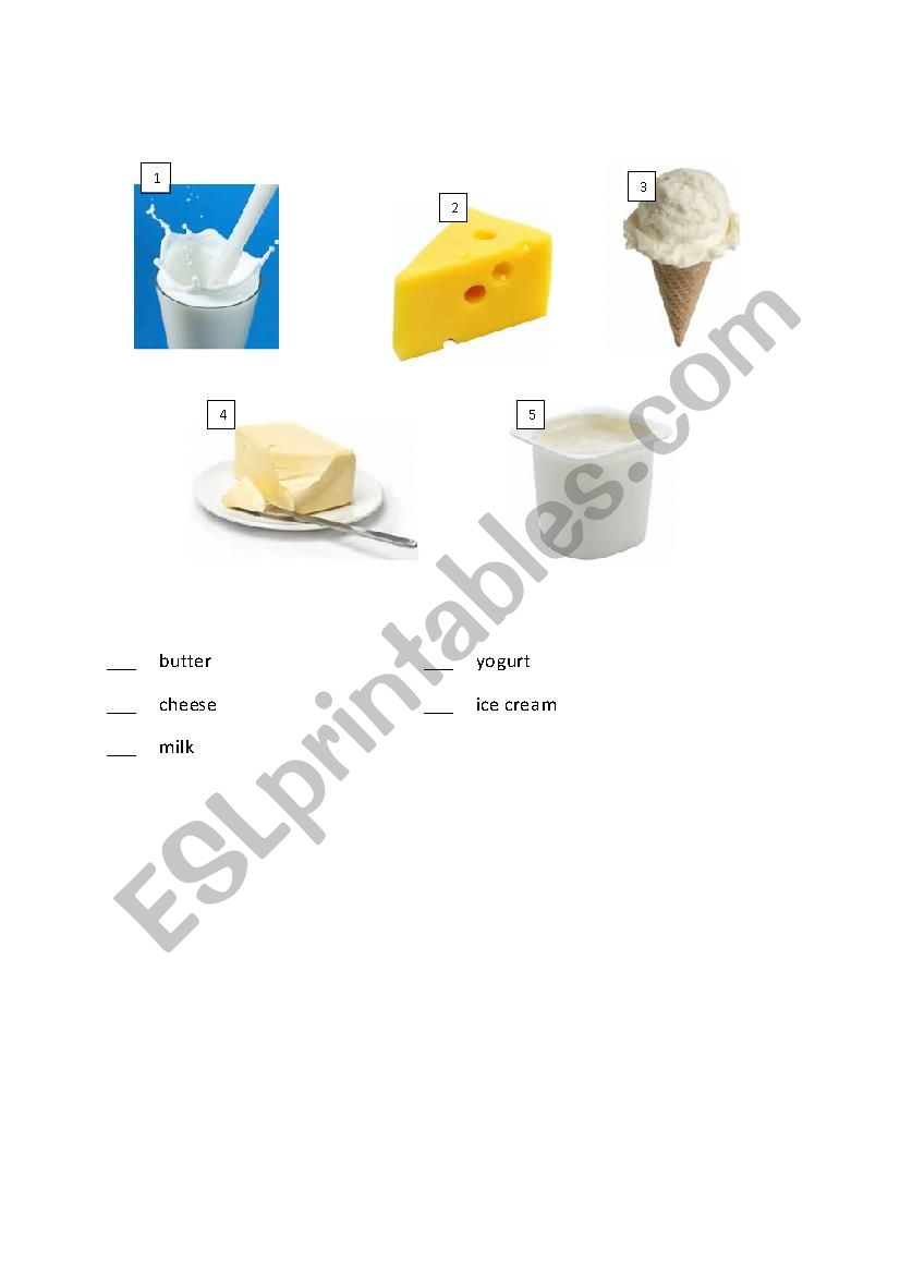 Dairy worksheet