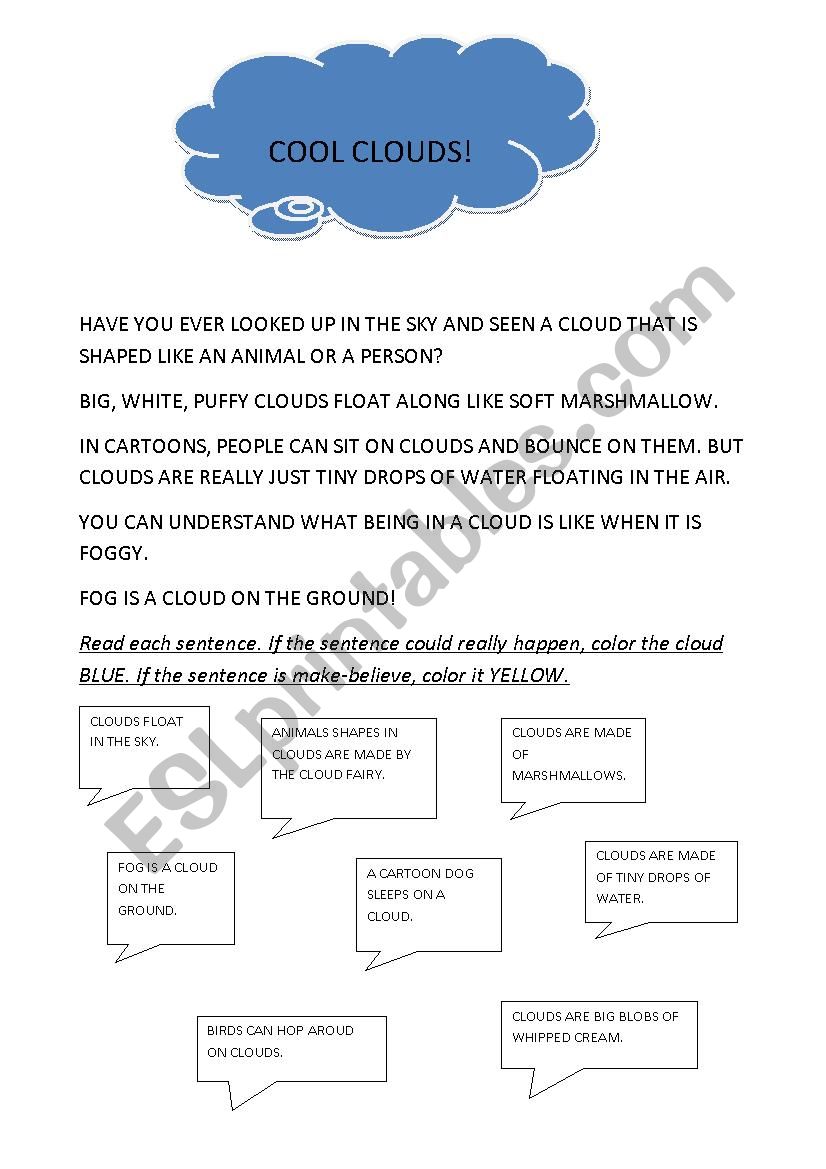 COOL CLOUDS! worksheet