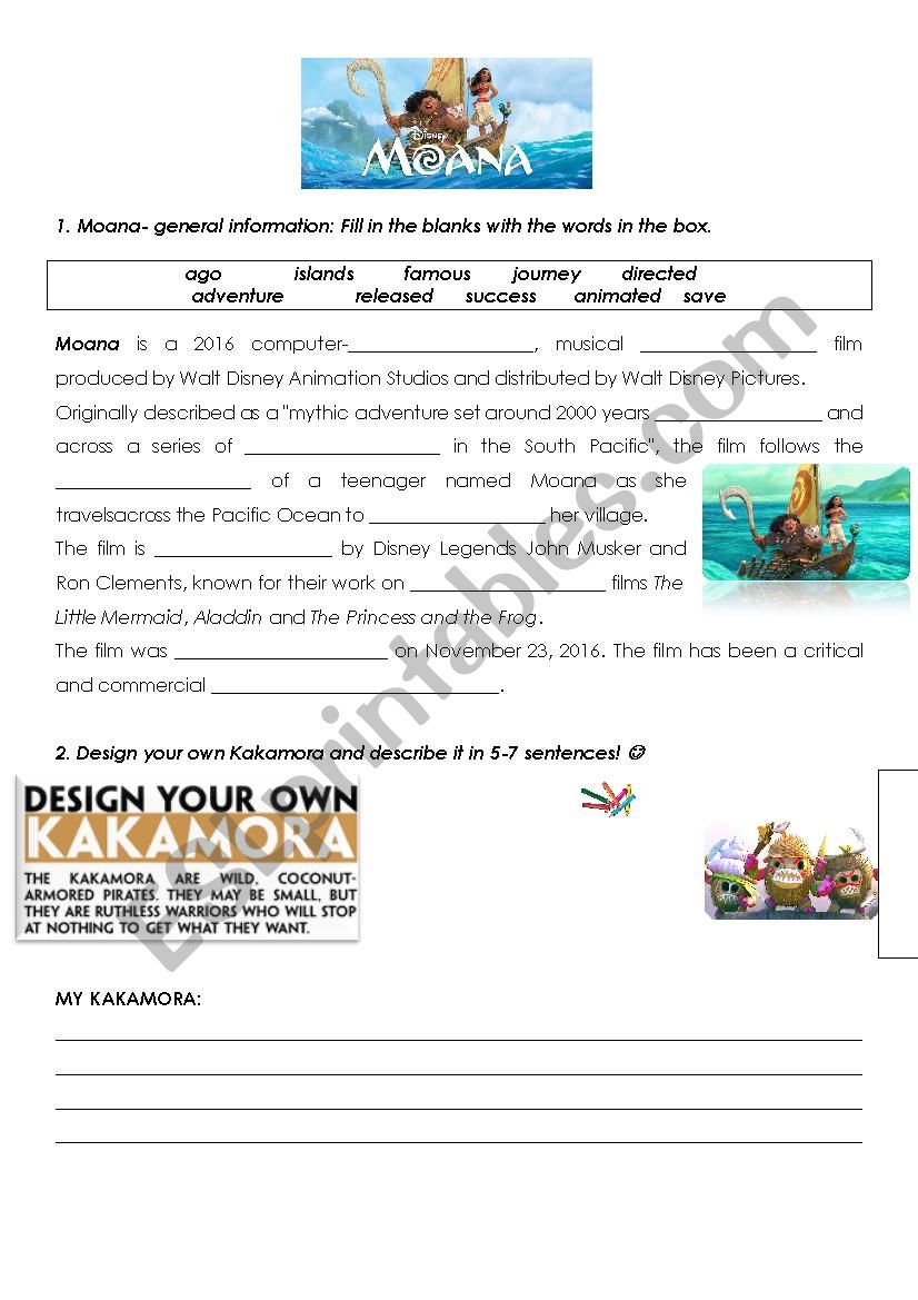 Moana Vaiana Movie Esl Worksheet By Esl Sk