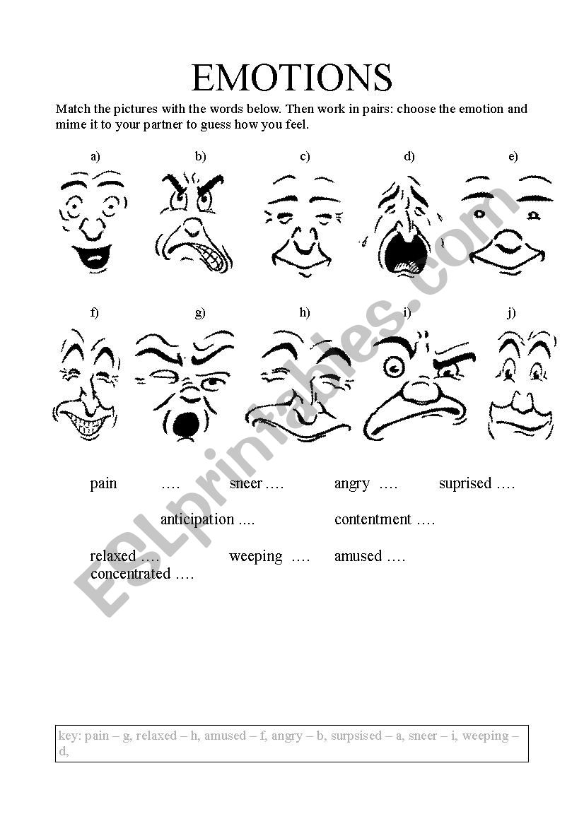 Emotions worksheet