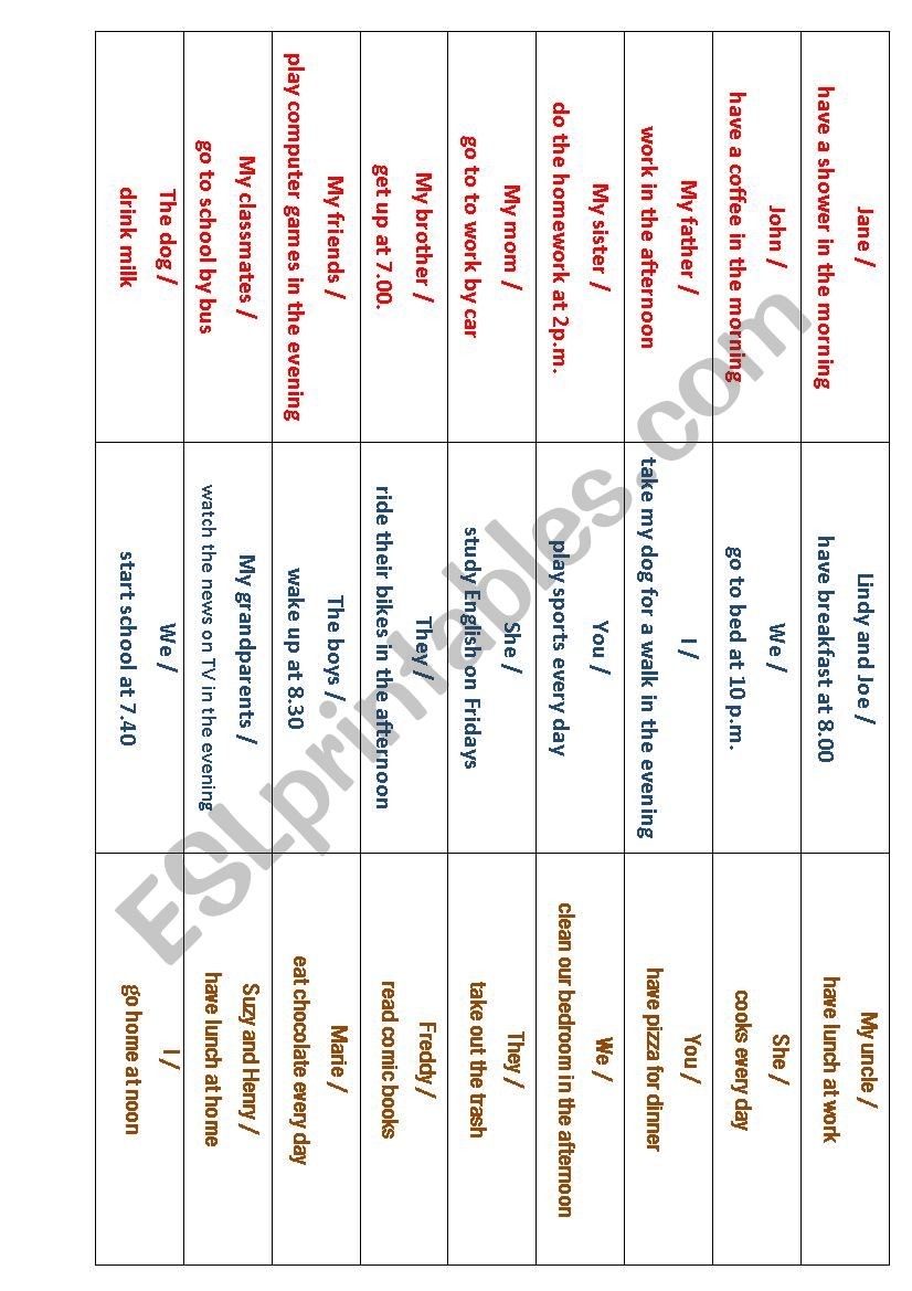 Present Simple Game worksheet