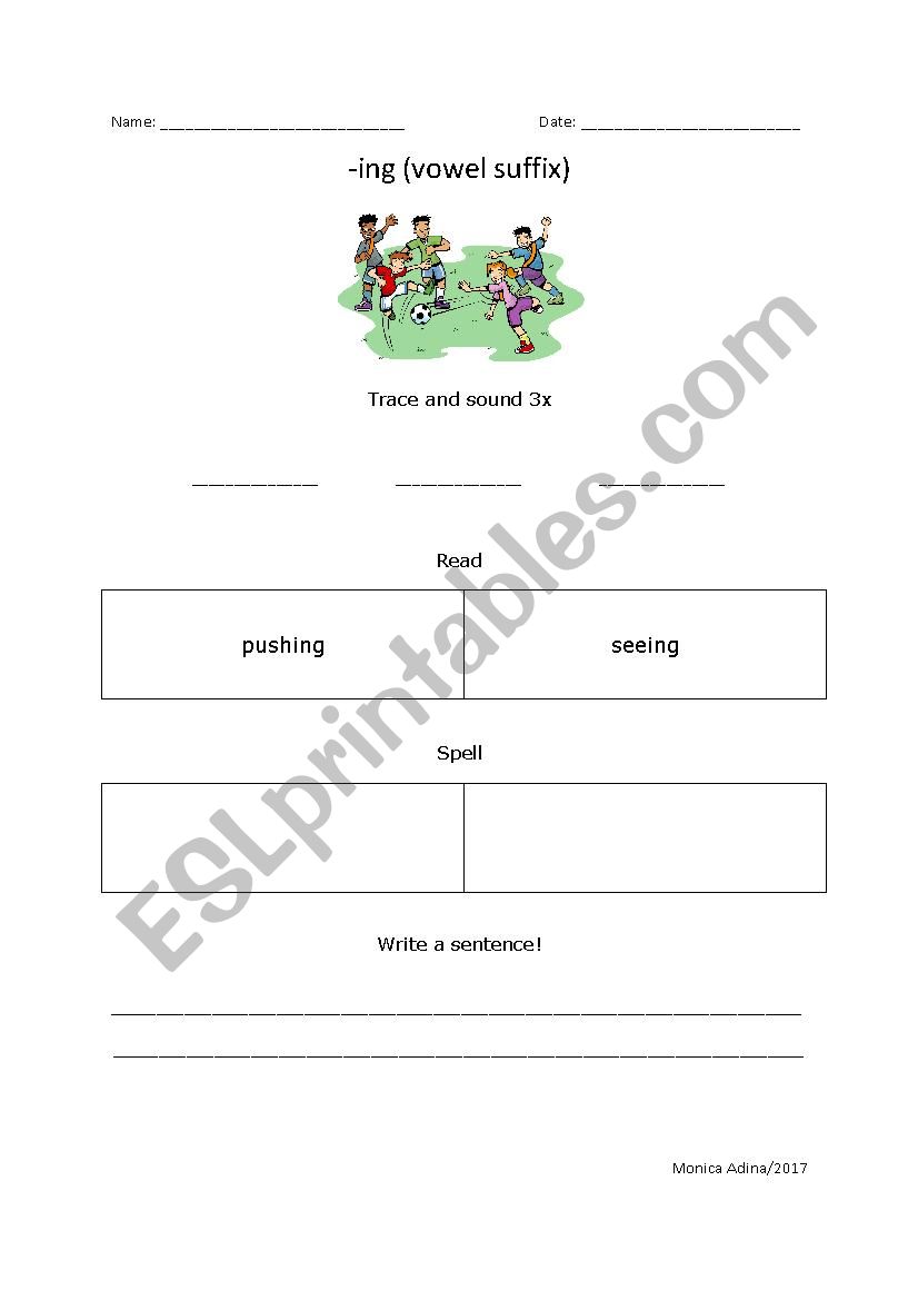 Vowel Suffix - ing worksheet