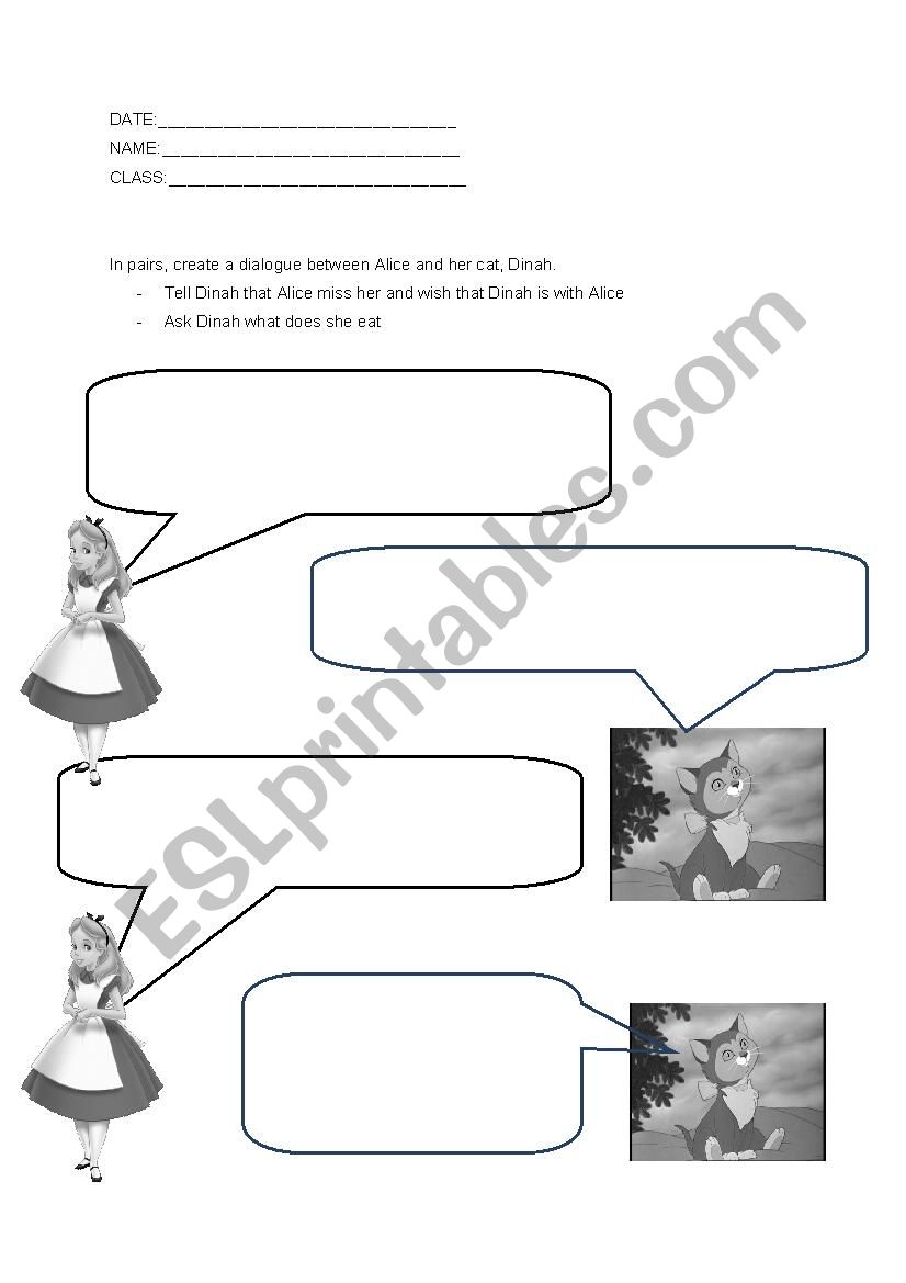 Alice in Wonderland worksheet